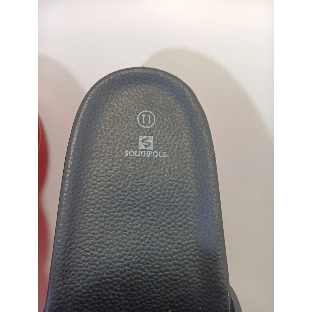 Southpole Sandals Slides Men Size 11 Black/Red Chain Pattern Soles